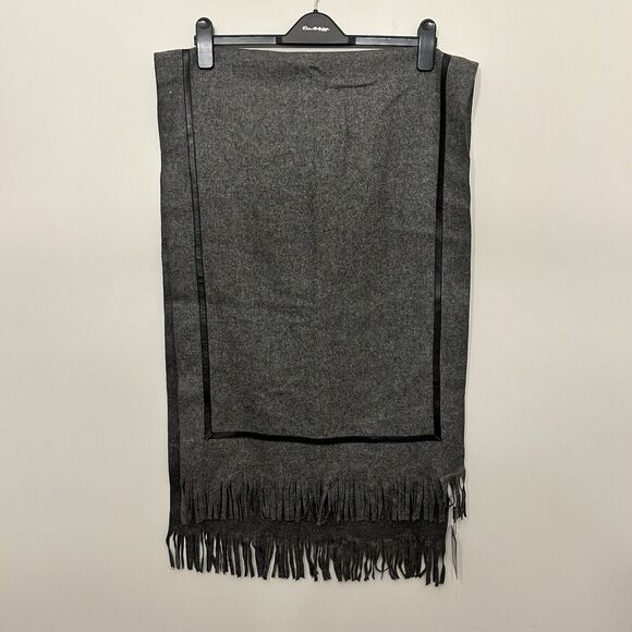 Sean John Unisex Winter Scarf Wrap Gray w/Fringe 19x64‎ Wool Cashmere NEW - Picture 1 of 11